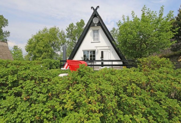 Blick durchs Grüne zum Haus