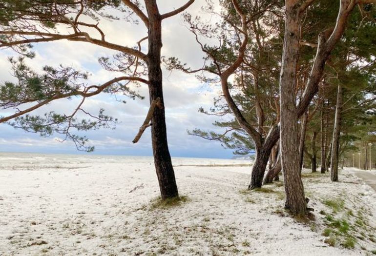 Baaber Strand mit Schneedecke